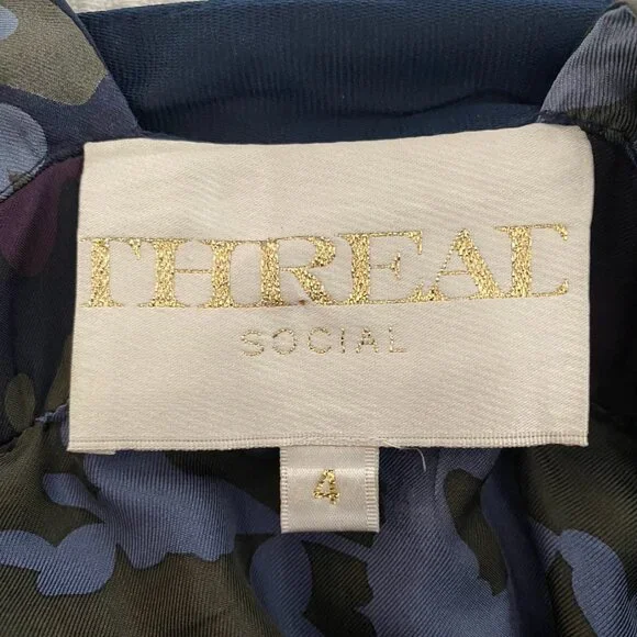 Thread Social Size 4 Silk Fitted Blue Dress - Picture 4 of 4